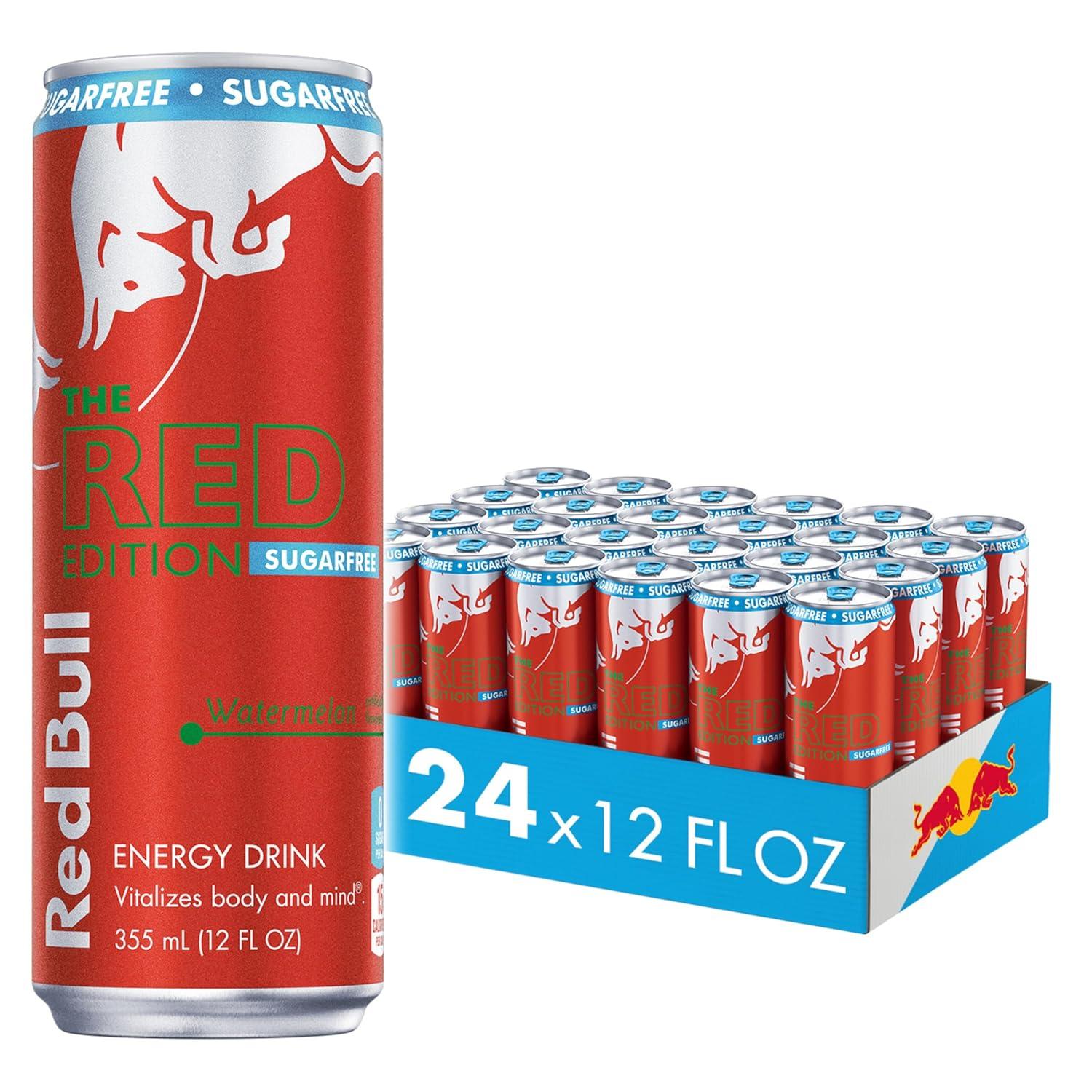 image:imageRed Bull Amber Edition Sugar Free Energy Drink Strawberry Apricot with 114mg Caffeine plus Taurine amp B Vitamins 12 Fl Oz 6 Packs of 4 Cans Pack of 24SugarFree Watermelon