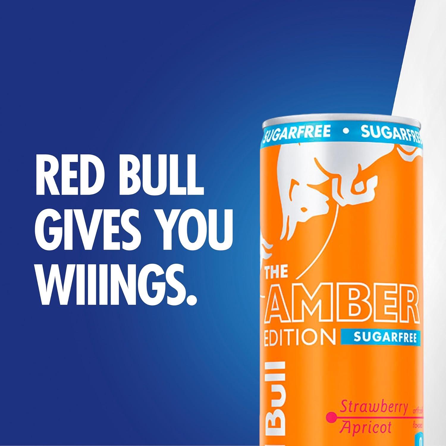 image:imageRed Bull Amber Edition Sugar Free Energy Drink Strawberry Apricot with 114mg Caffeine plus Taurine amp B Vitamins 12 Fl Oz 6 Packs of 4 Cans Pack of 24SugarFree StrawberryApricot