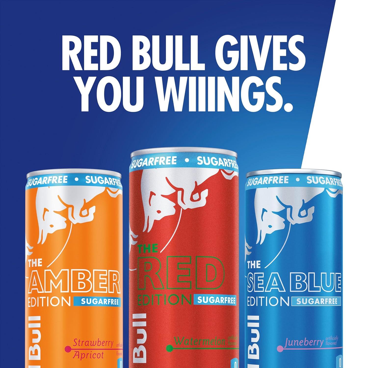 image:imageRed Bull Amber Edition Sugar Free Energy Drink Strawberry Apricot with 114mg Caffeine plus Taurine amp B Vitamins 12 Fl Oz 6 Packs of 4 Cans Pack of 24SugarFree Variety Pack