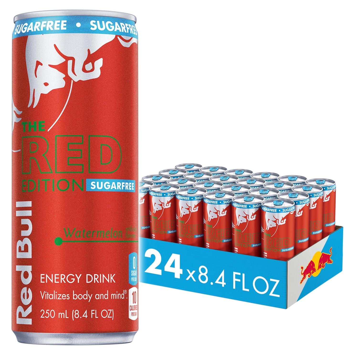 image:imageRed Bull Amber Edition Sugar Free Energy Drink Strawberry Apricot with 114mg Caffeine plus Taurine amp B Vitamins 12 Fl Oz 6 Packs of 4 Cans Pack of 24SugarFree Watermelon