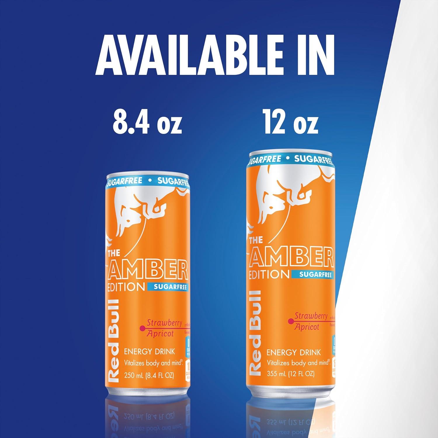 image:imageRed Bull Amber Edition Sugar Free Energy Drink Strawberry Apricot with 114mg Caffeine plus Taurine amp B Vitamins 12 Fl Oz 6 Packs of 4 Cans Pack of 24SugarFree StrawberryApricot