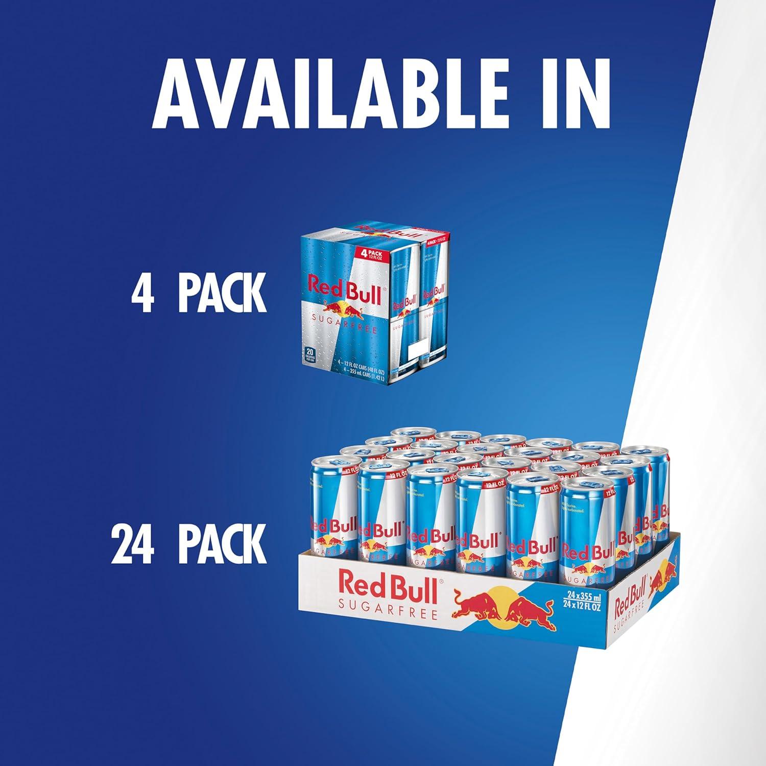 image:imageRed Bull Sugar Free Energy Drink with 151mg Caffeine plus Taurine amp B Vitamins 16 Fl Oz Pack of 12 Cans12 Fl Oz 4pk Pack of 4