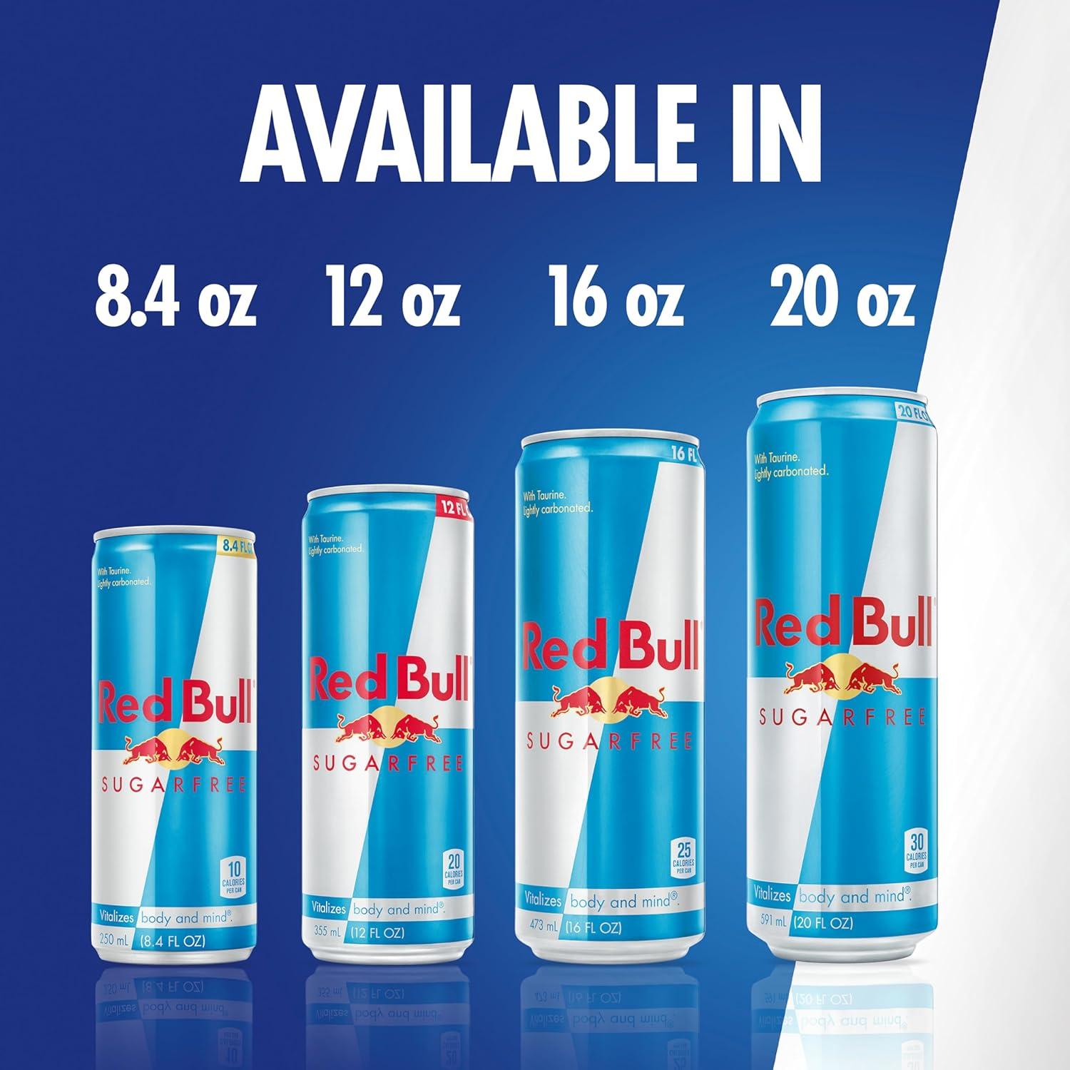 image:imageRed Bull Sugar Free Energy Drink with 151mg Caffeine plus Taurine amp B Vitamins 16 Fl Oz Pack of 12 Cans12 Fl Oz 4pk Pack of 4