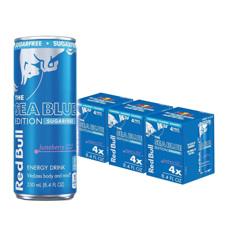 image:imageRed Bull Amber Edition Sugar Free Energy Drink Strawberry Apricot with 114mg Caffeine plus Taurine amp B Vitamins 12 Fl Oz 6 Packs of 4 Cans Pack of 24SugarFree Juneberry