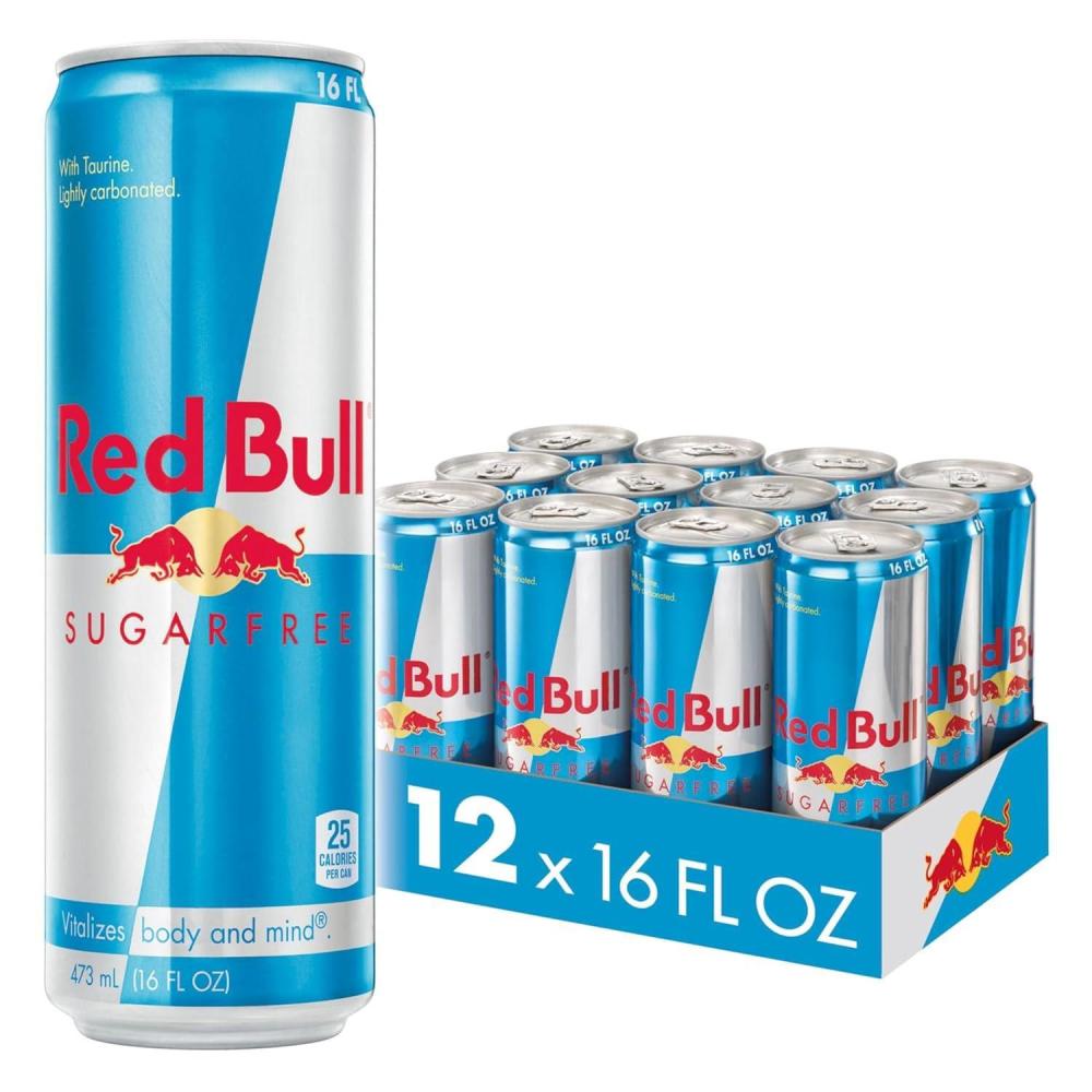 image:imageRed Bull Sugar Free Energy Drink with 151mg Caffeine plus Taurine amp B Vitamins 16 Fl Oz Pack of 12 Cans16 Fl Oz  12pk