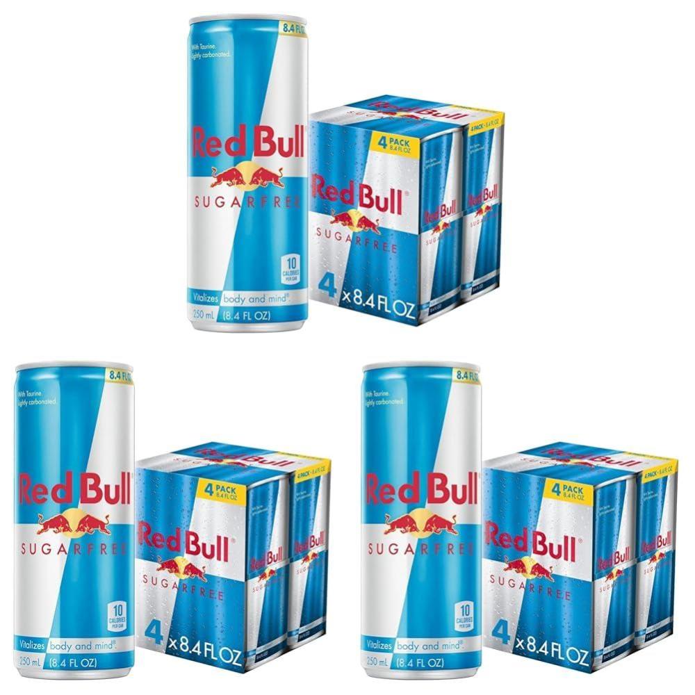 image:imageRed Bull Sugar Free Energy Drink with 151mg Caffeine plus Taurine amp B Vitamins 16 Fl Oz Pack of 12 Cans84 Fl Oz  4pk Pack of 3