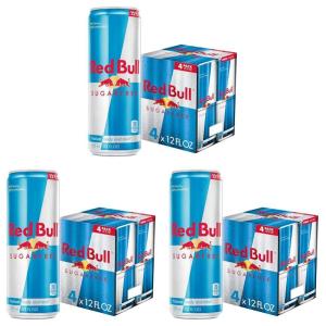 Red Bull Sugar Free Energy Drink with 151mg Caffeine plus Taurine & B Vitamins, 16 Fl Oz, Pack of 12 Cans(12 Fl Oz  4pk (Pack of 3))