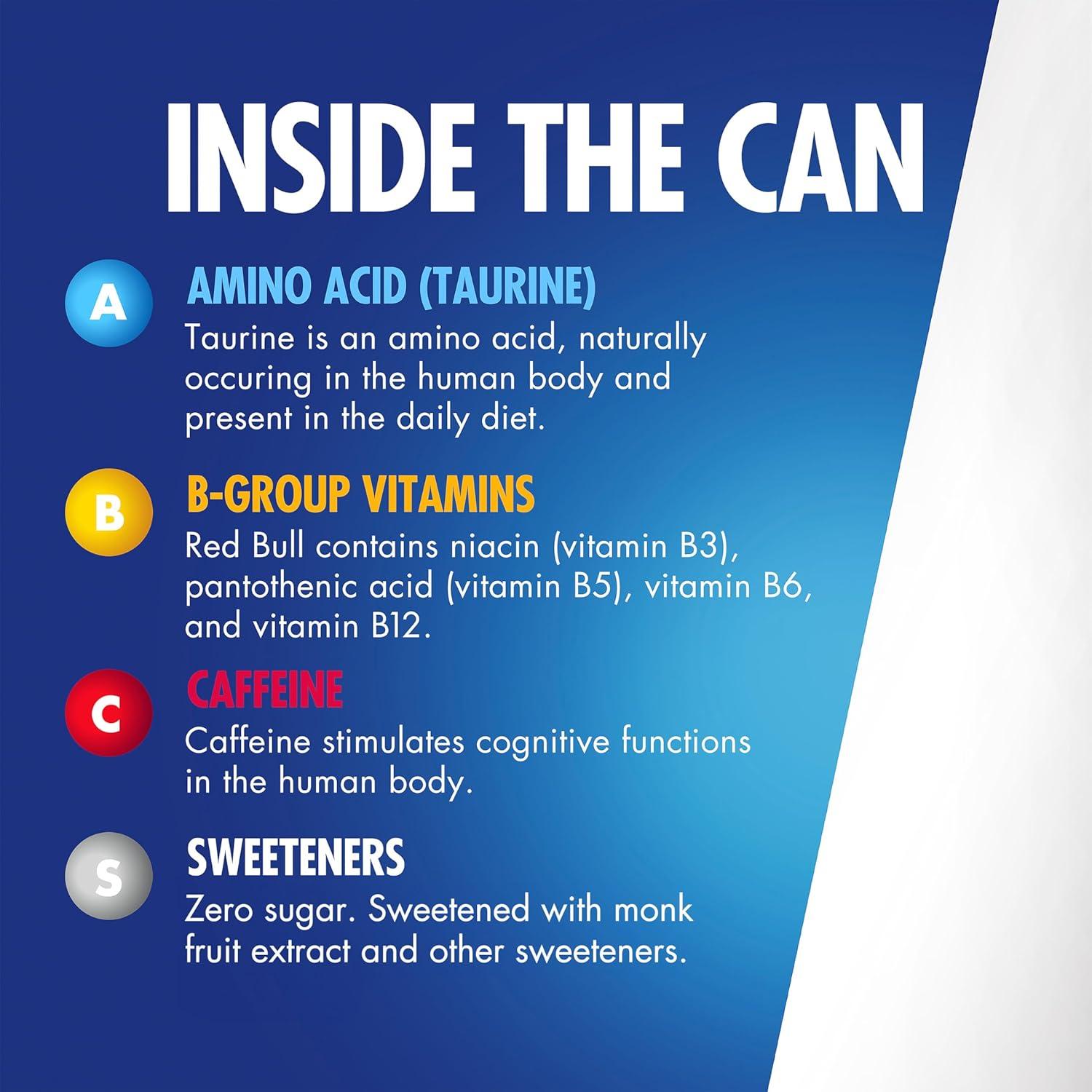 image:imageRed Bull Zero Energy Drink with 114mg Caffeine plus Taurine amp B Vitamins Zero Sugar 12 Fl Oz Pack of 24 CansWhite