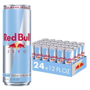 Red Bull Zero Energy Drink with 114mg Caffeine plus Taurine & B Vitamins, Zero Sugar, 12 Fl Oz, Pack of 24 Cans(White)