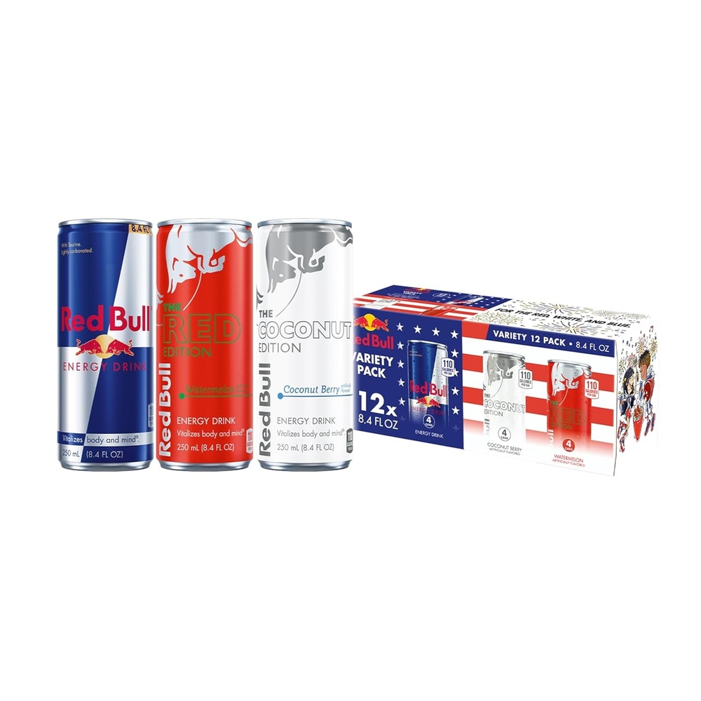 image:imageRed Bull Summer Celebration Variety Pack Red Bull Energy Drink The Red Edition The White Edition 84 Fl Oz 12 Pack